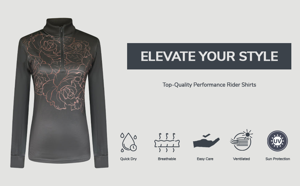 Green Roses Equestrian Sun Shirt for Women