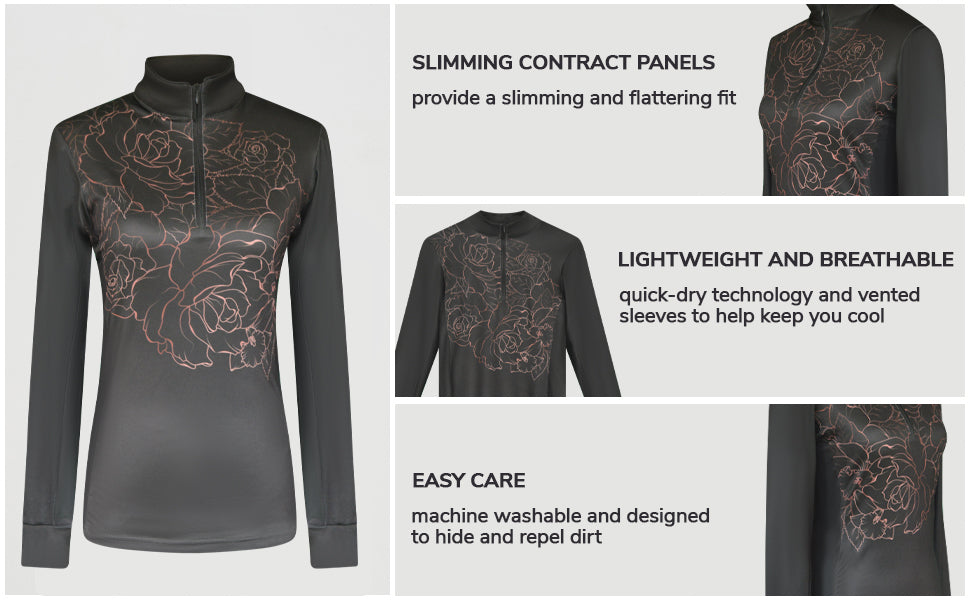 Green Roses Equestrian Sun Shirt for Women