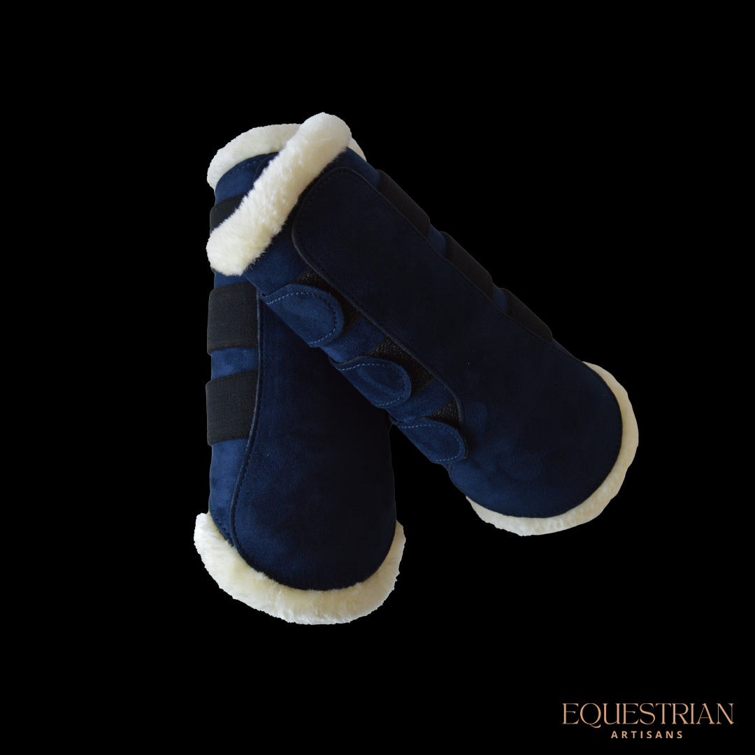 Navy Suede Brushing Boots
