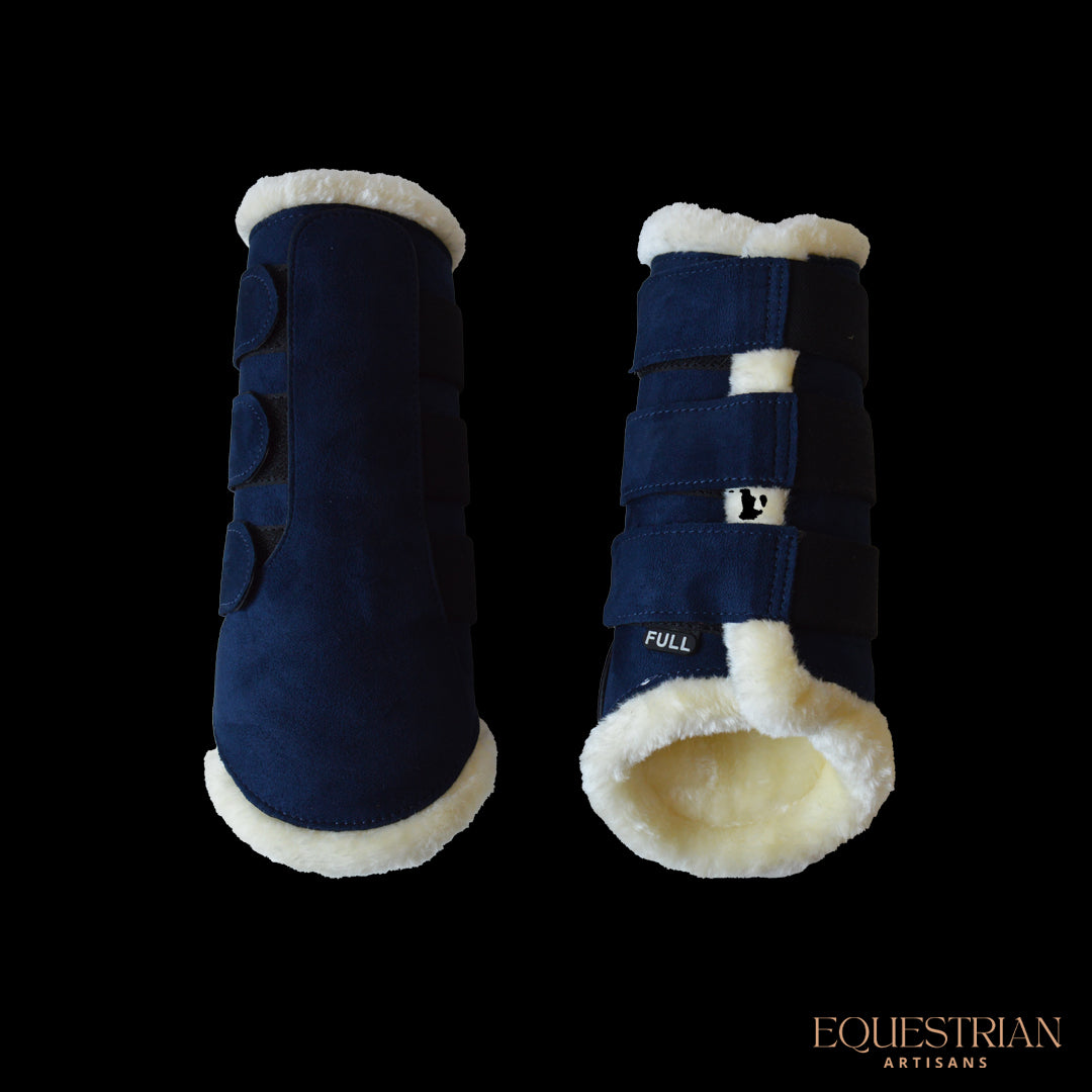 Navy Suede Brushing Boots