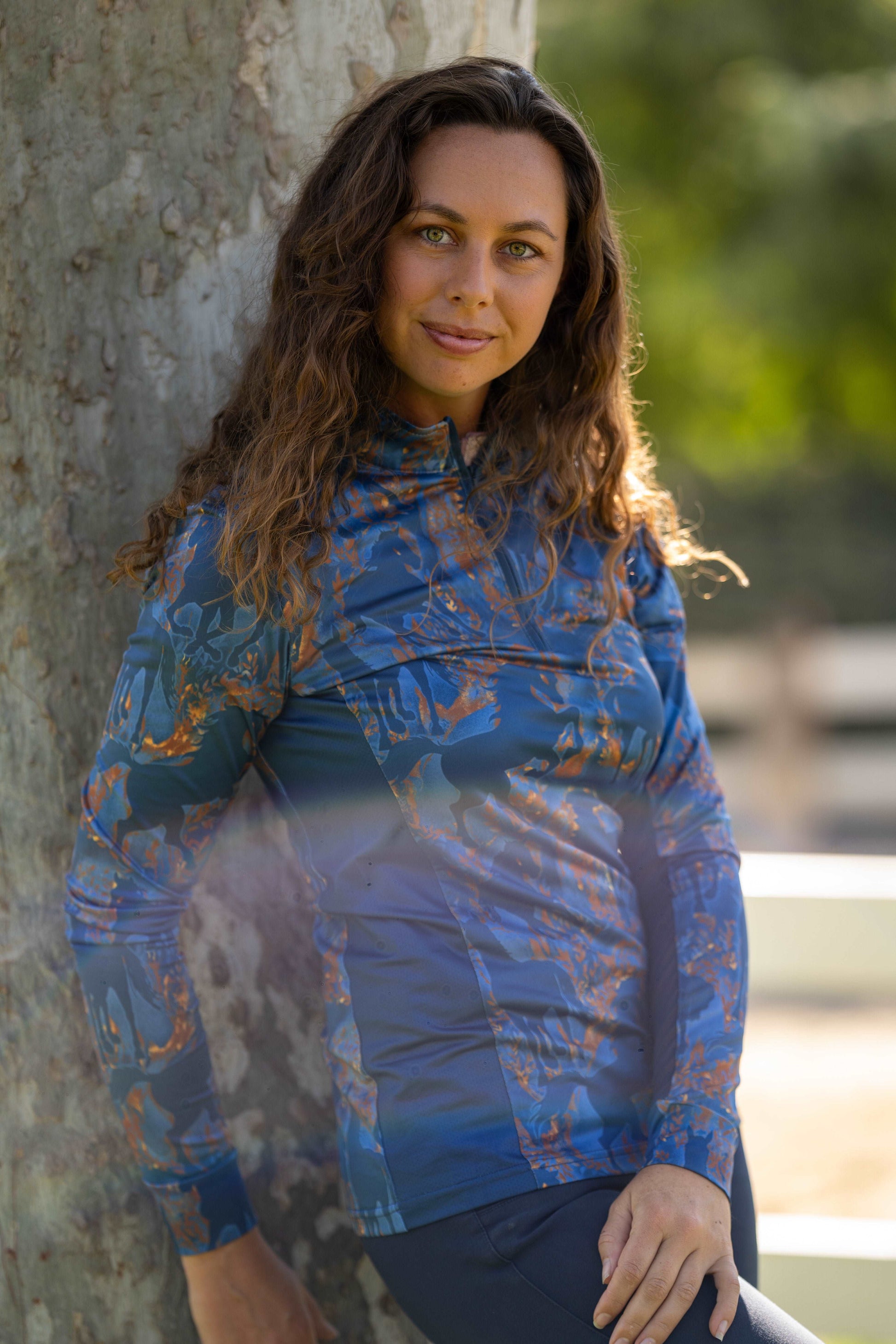 Blue / Gold Women's Equestrian Sun Shirt