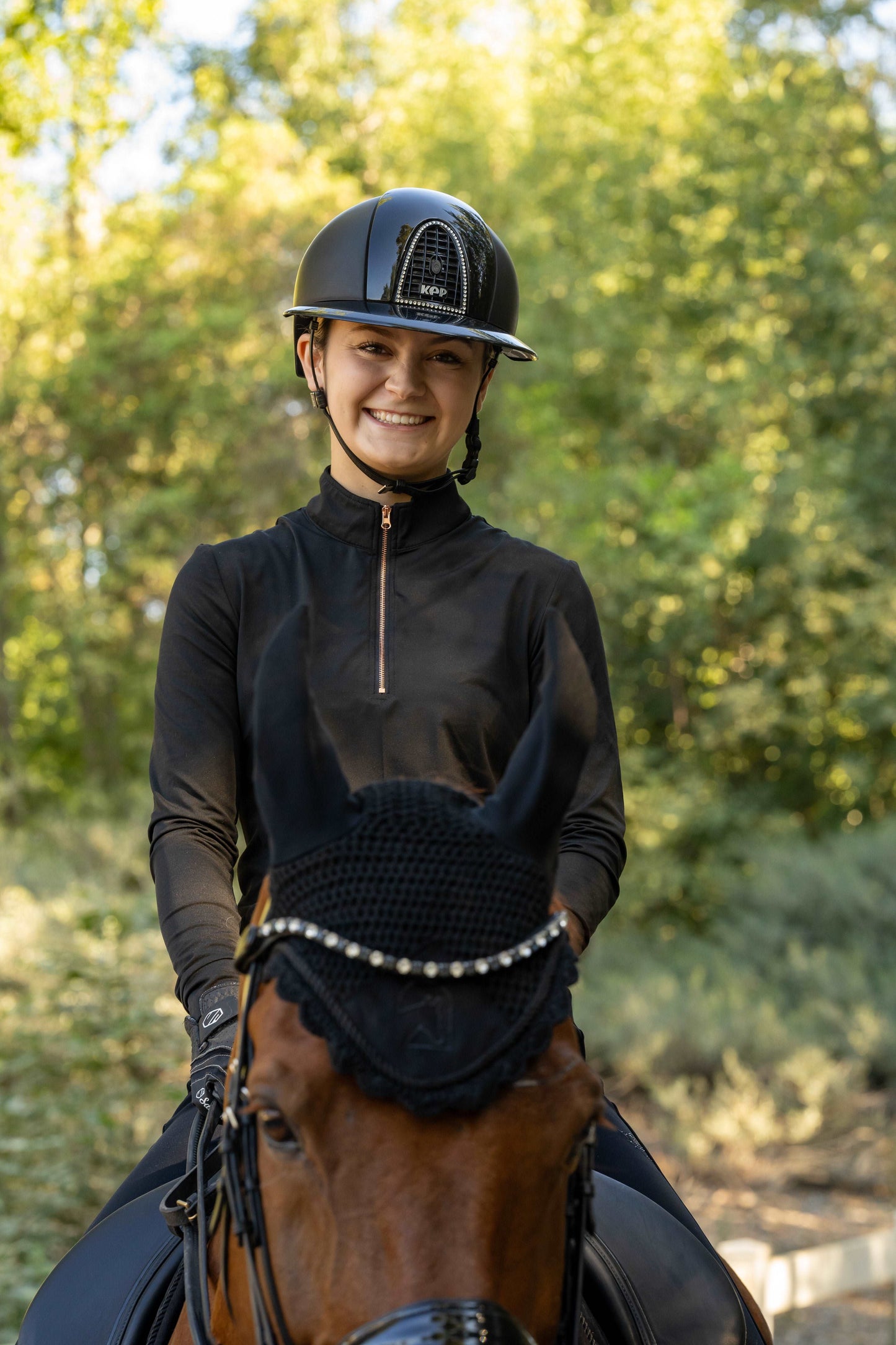 Black and Rose Gold Women's Equestrian Sun Shirt