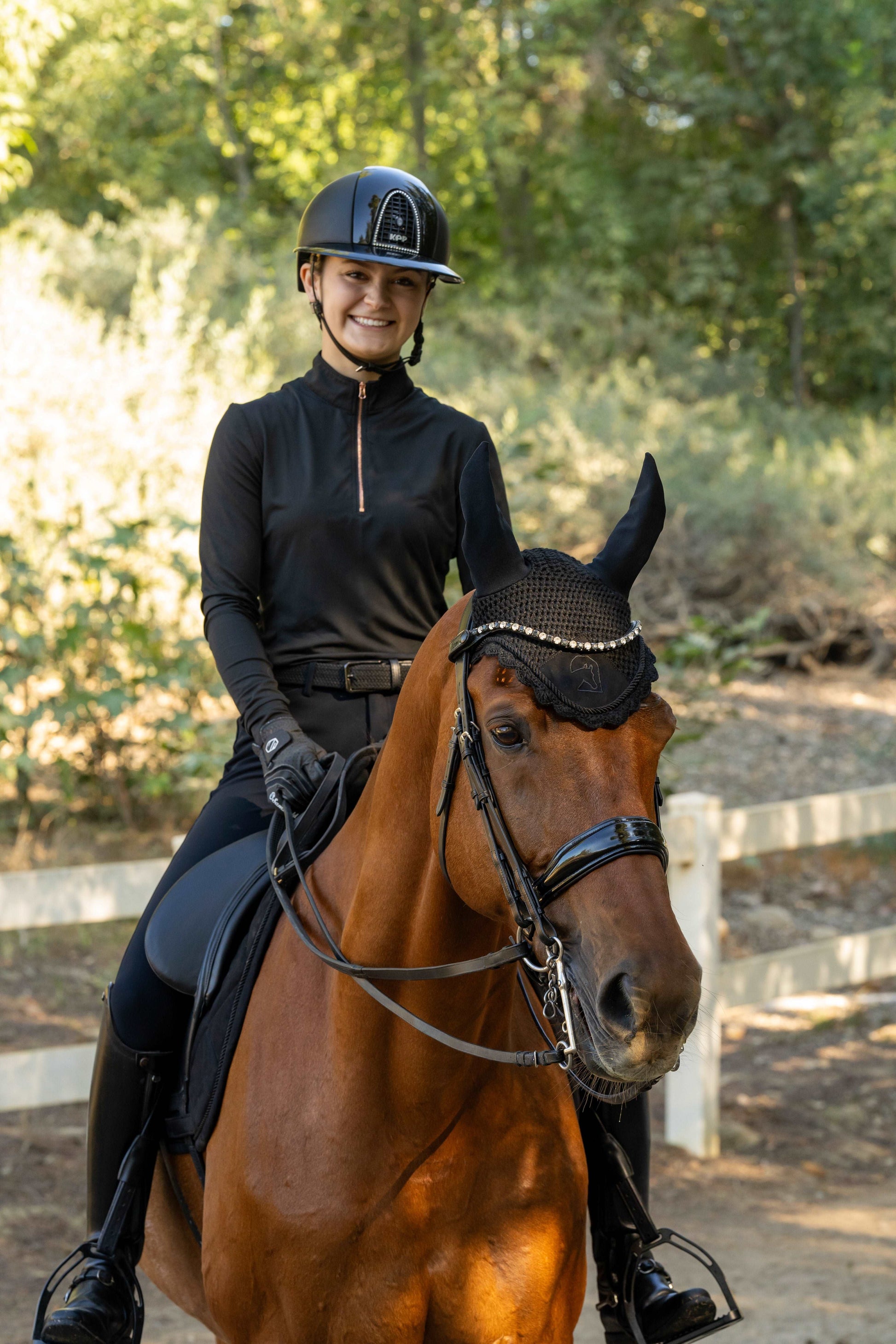 Black and Rose Gold Women's Equestrian Sun Shirt