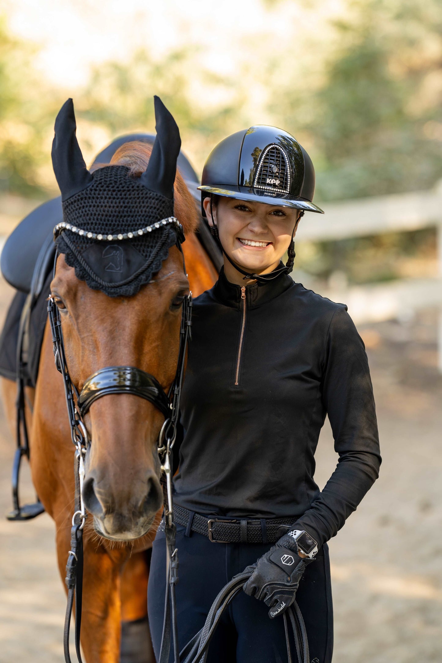 Black and Rose Gold Women's Equestrian Sun Shirt
