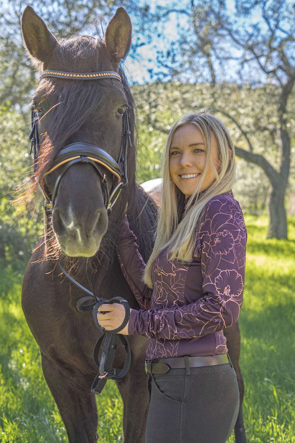 Plum Roses Women's Equestrian Sun Shirt