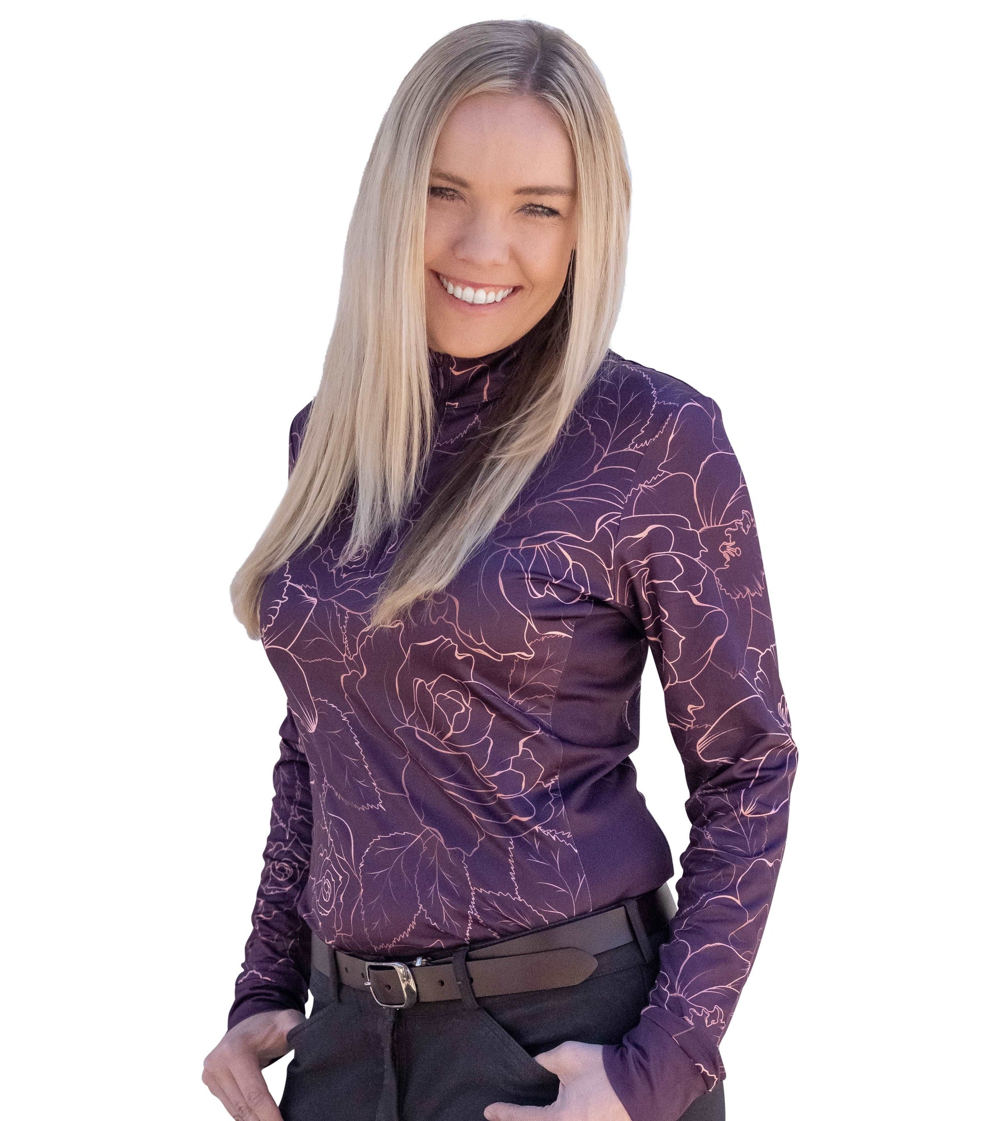 Plum Roses Women's Equestrian Sun Shirt
