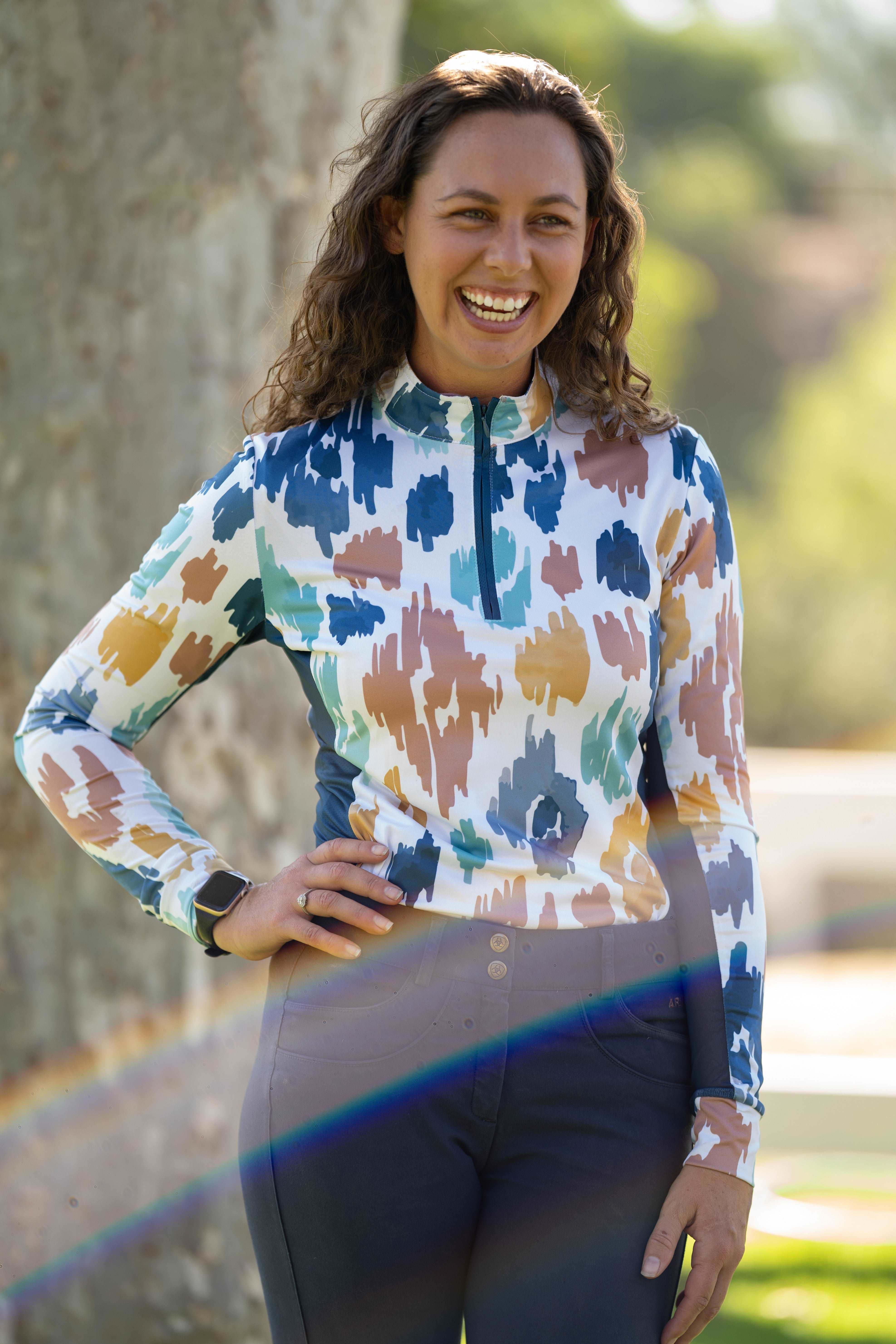 Ladies Equestrian Show Shirt, Easy Care Sun Shirt With Lace, Royal Highness Equestrian, USA Made