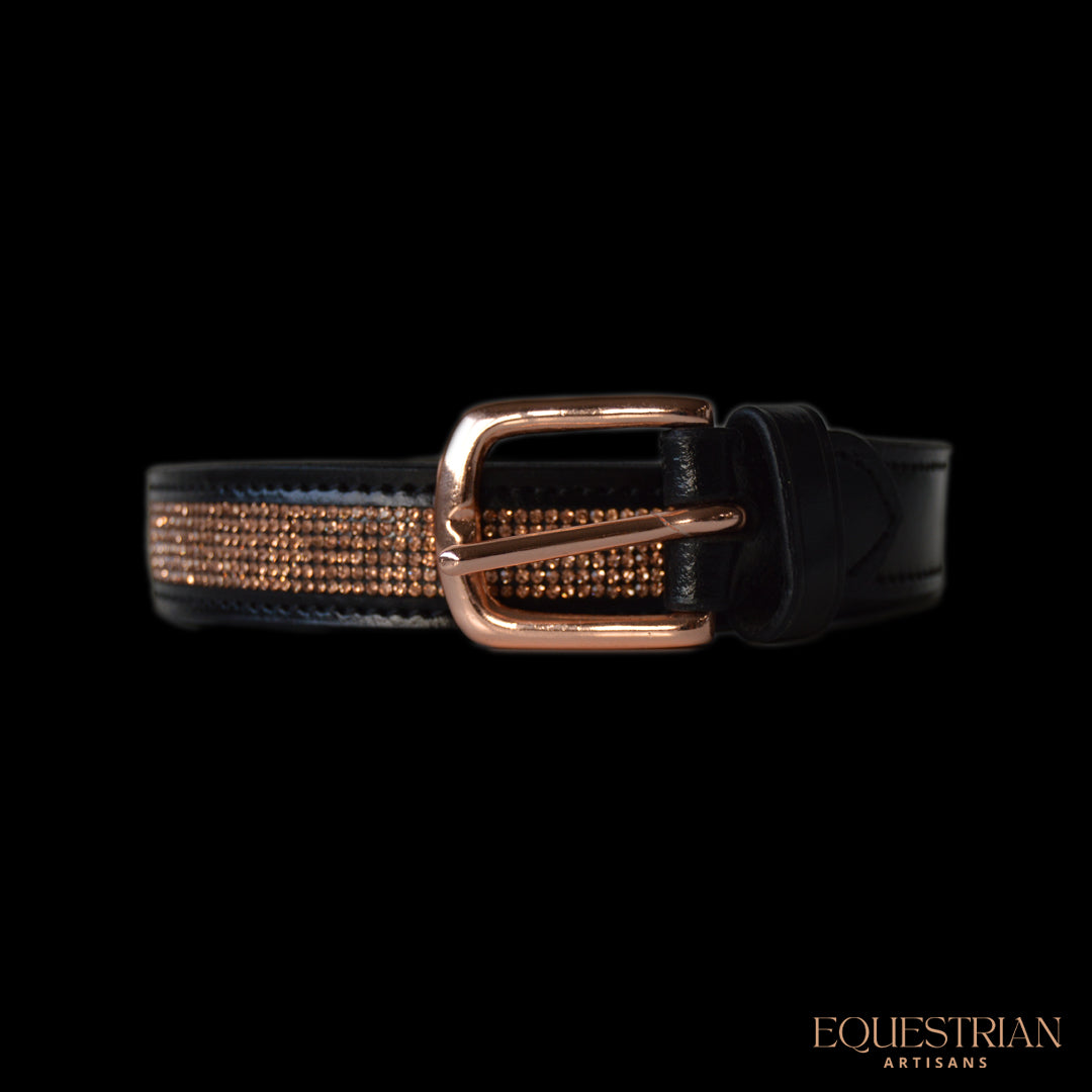 Black and Rose Gold Leather Belt