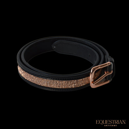 Black and Rose Gold Leather Belt